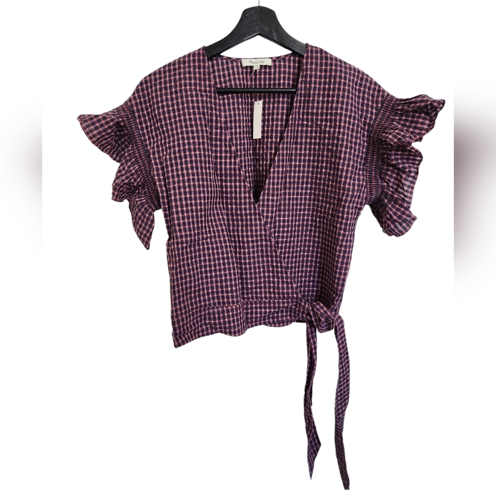 NWT Purple Plaid Madewell Blouse Size Medium